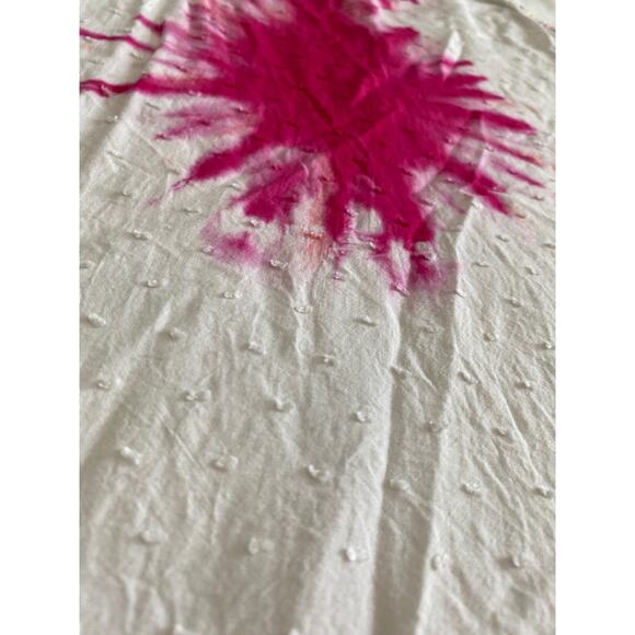 Entro Gauzy White Pink Tie Dye Colorful PomPom Spaghetti Strap Tank Sz L - Picture 4 of 12